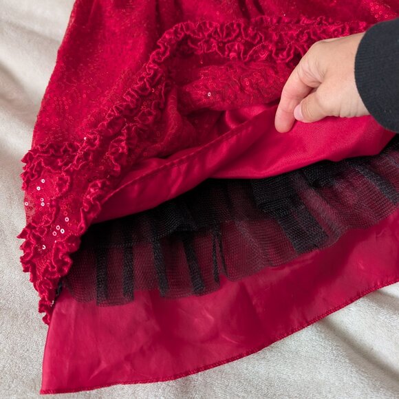 Red sparkly sequin ruffle dress - Picture 3 of 8